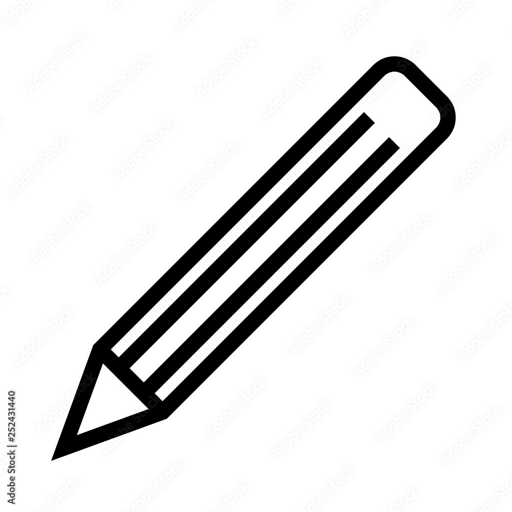 Pencil symbol icon - black simple outline, isolated - vector Pencil symbol icon - black simple outline, isolated - vector
