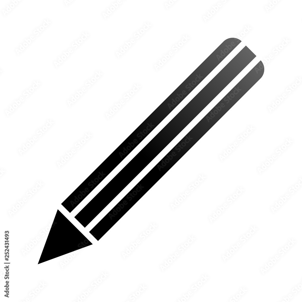Pencil symbol icon - black gradient, isolated - vector Pencil symbol icon - black gradient, isolated - vector