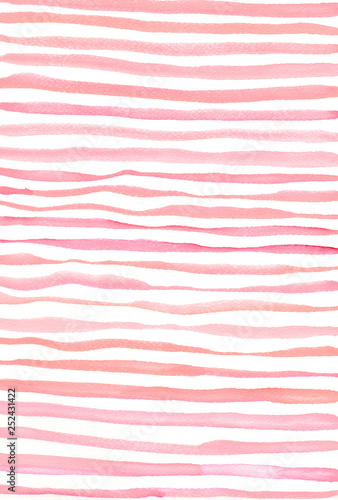 hand paint watercolor stripe in living coral pink tone, abstrack background, brush stroke texture. color of the year 2019.