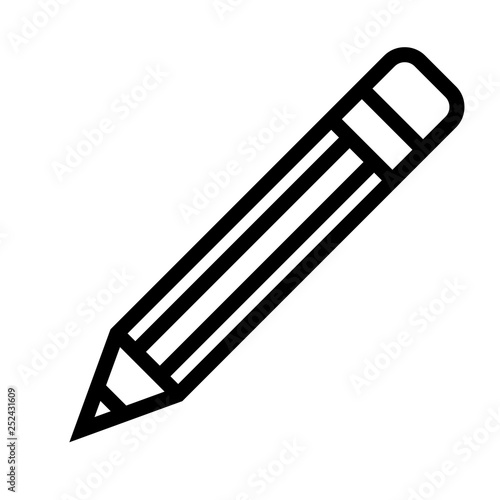 Pencil symbol icon - black simple outline, isolated - vector