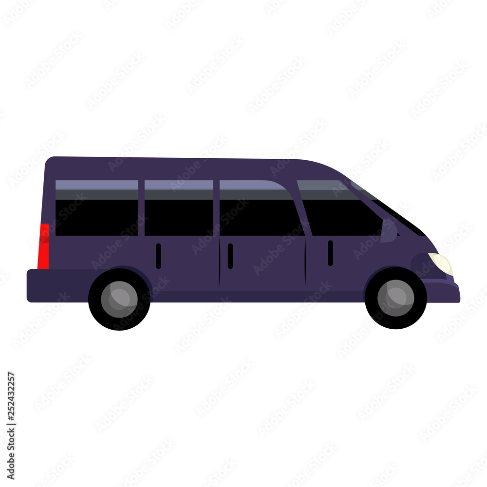 Black minivan illustration. Bus, auto, vehicle. Transport concept. Vector illustration can be used for topics like transportation, trip, logistics
