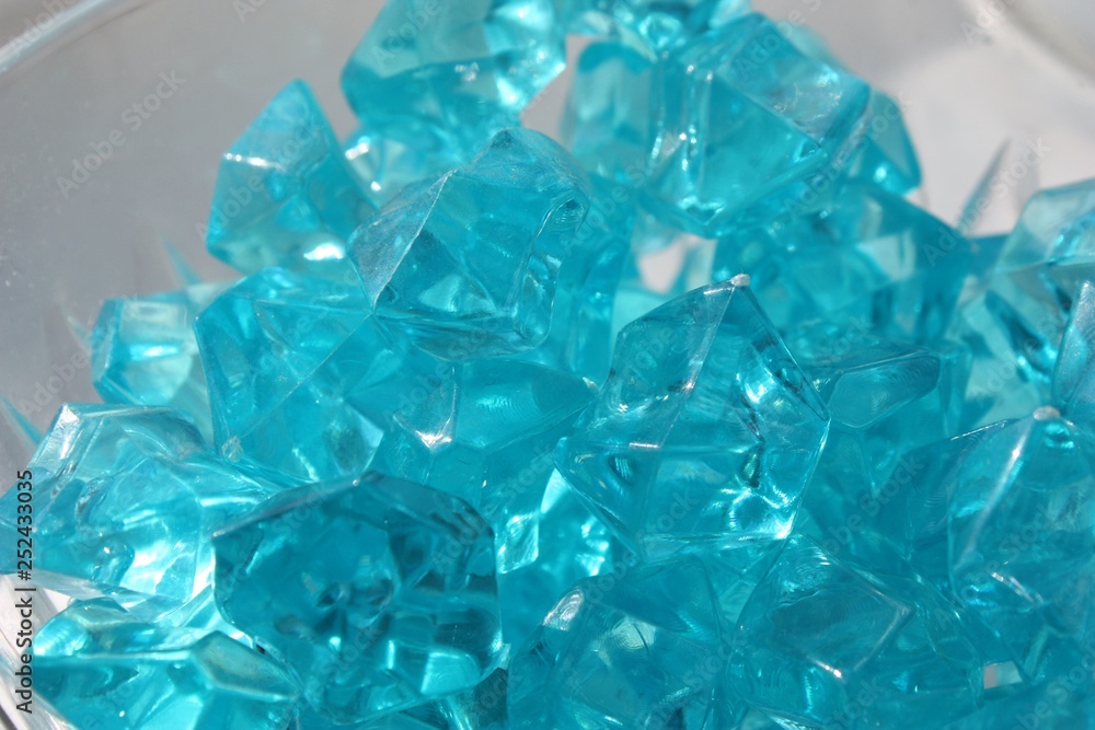 Blue crystals of glass Blue crystals of glass