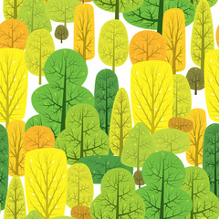 Fotobehang Geel patronen Herfstbomen patroon kleurrijke bladeren  © Manovector