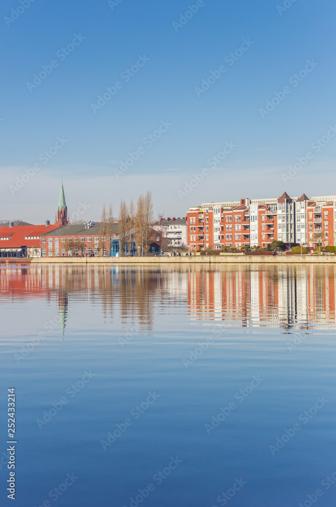 Apartment buildings at the Ems-Jade-Kanal in Wilhelmshaven, Germany