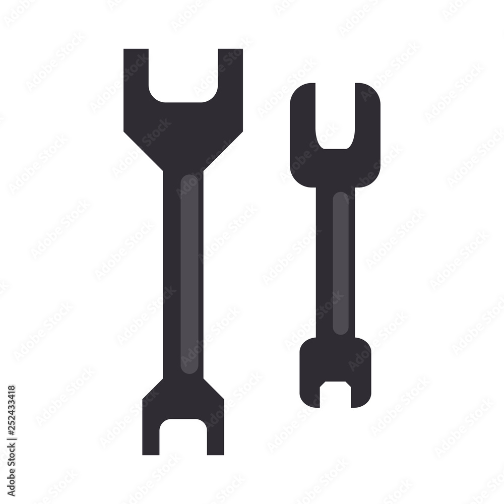 Two spanners illustration. Fixing, tools, repair. Engineering concept. Vector illustration can be used for topics like repair service, instruments, contsruction Two spanners illustration. Fixing, tools, repair. Engineering concept. Vector illustration can be used for topics like repair service, instruments, contsruction