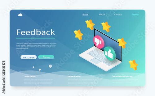Customer review concept. Feedback, reputation and quality concept. Feedback or rating concept banner. 