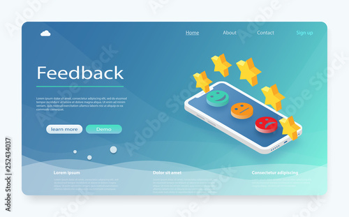Customer review concept. Feedback, reputation and quality concept. Feedback or rating concept banner. 