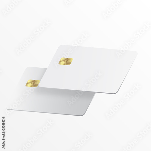 Realistic white credit card. Template white credit card for your design. Credit card realistic mockup.