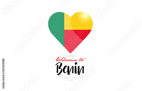 Free Download Welcome to Benin country flag inside love heart creative logo design - GFXLoad