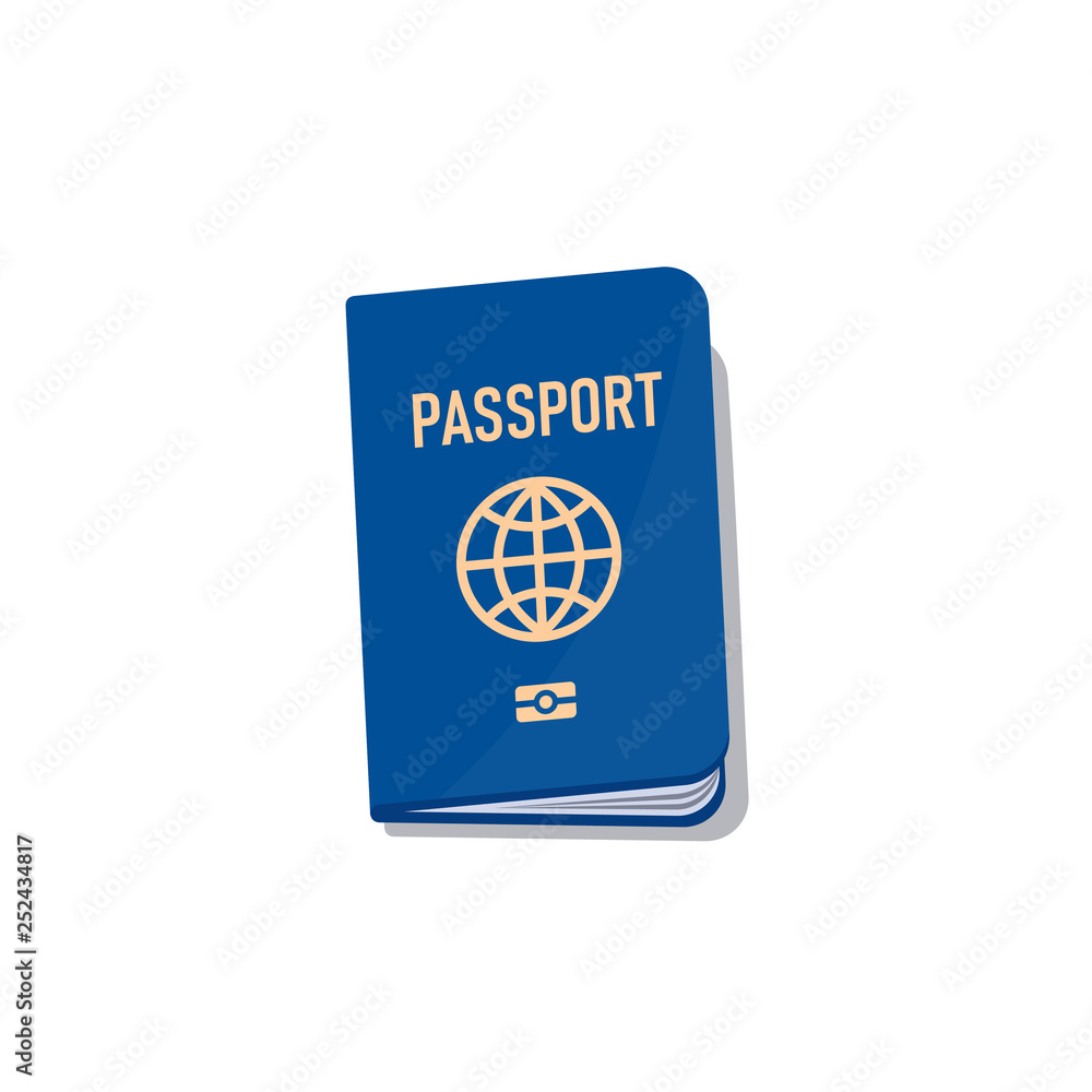 Passport with shadow. View top. illustration in flat style. Vector isolated object. Passport with shadow. View top. illustration in flat style. Vector isolated object.