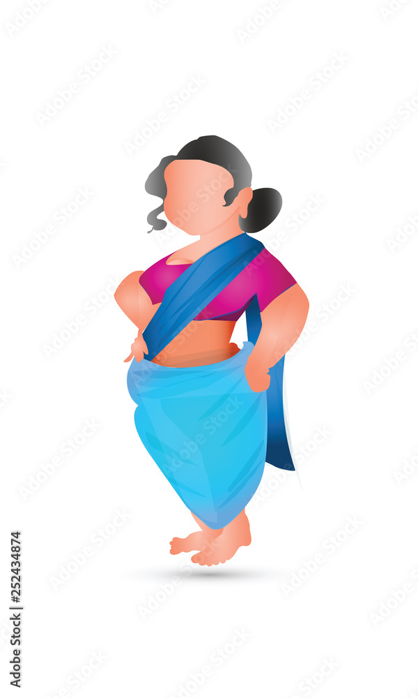 illustration of Indian woman on a white background. International Women's Day 8 march, Paper art 3d from digital craft style. - Vector illustration of Indian woman on a white background. International Women's Day 8 march, Paper art 3d from digital craft style. - Vector