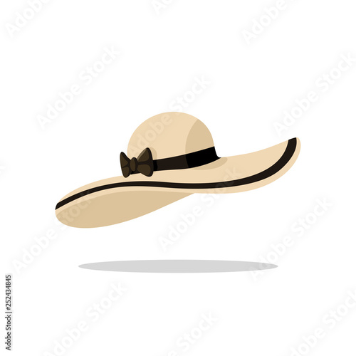 Beach hat in flat style. Isolated vector illustration. Object for summer and travel concepts.