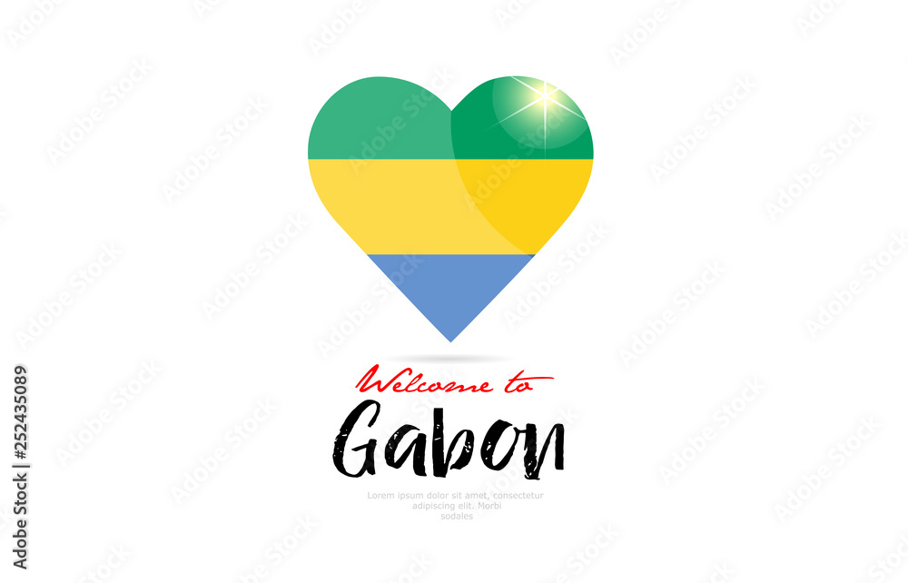 Welcome to Gabon country flag inside love heart creative logo design Welcome to Gabon country flag inside love heart creative logo design