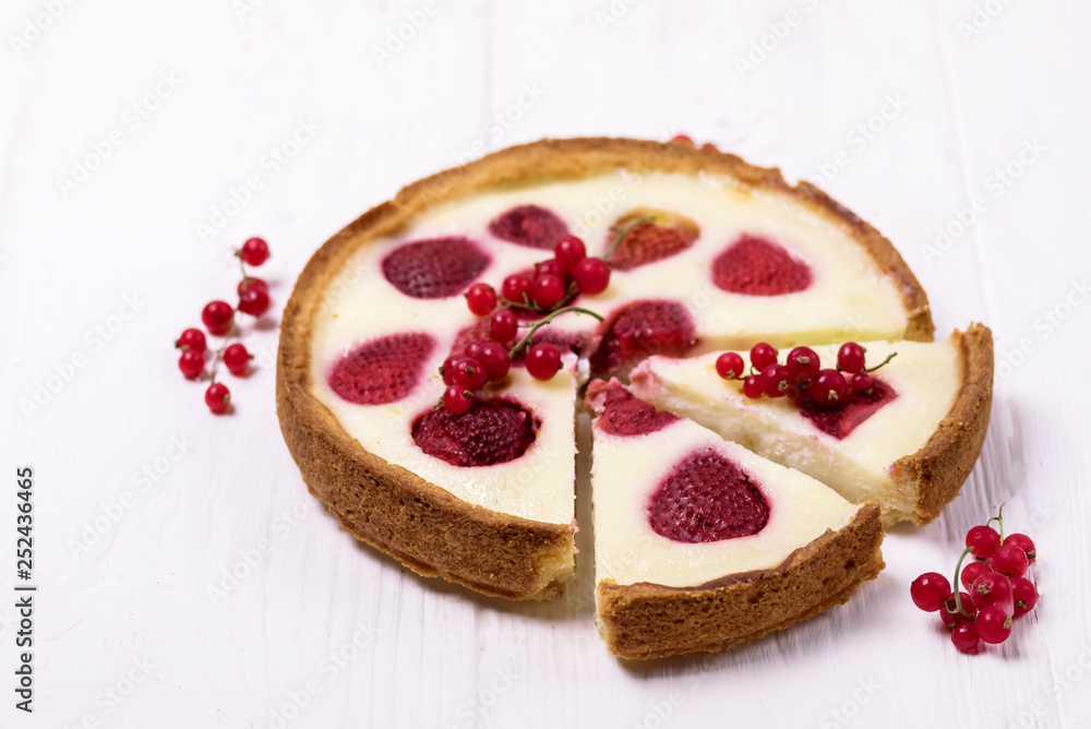 Tasty Berries Pie or Tart Homemade Tart with Strawberries and Cream Horizontal Copy Space Slice of Tasty Pie Tasty Berries Pie or Tart Homemade Tart with Strawberries and Cream Horizontal Copy Space Slice of Tasty Pie