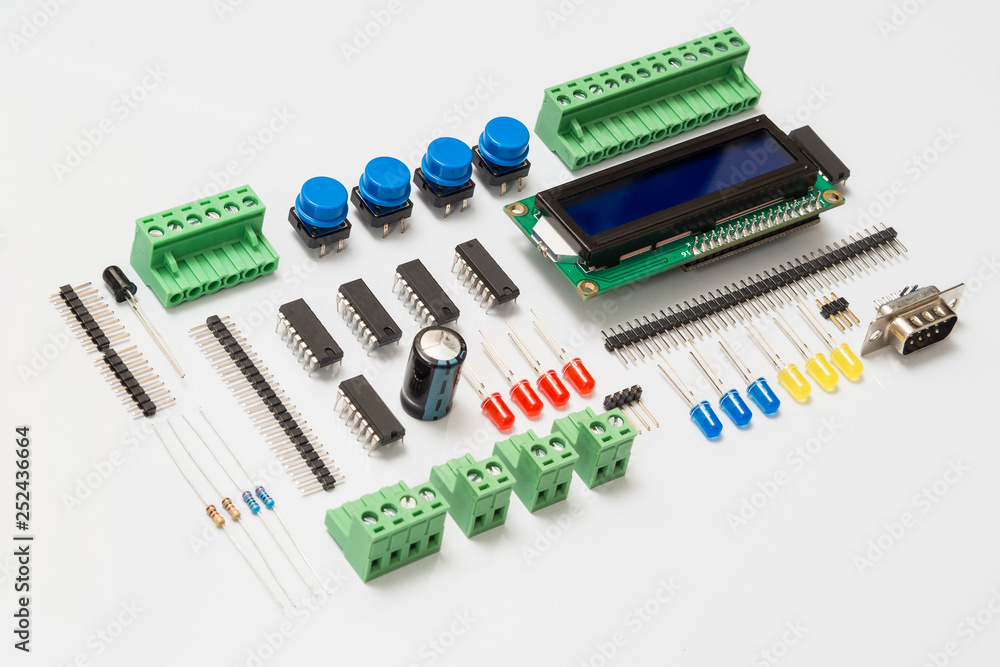 Details of electronic products on a white background. Details of electronic products on a white background.