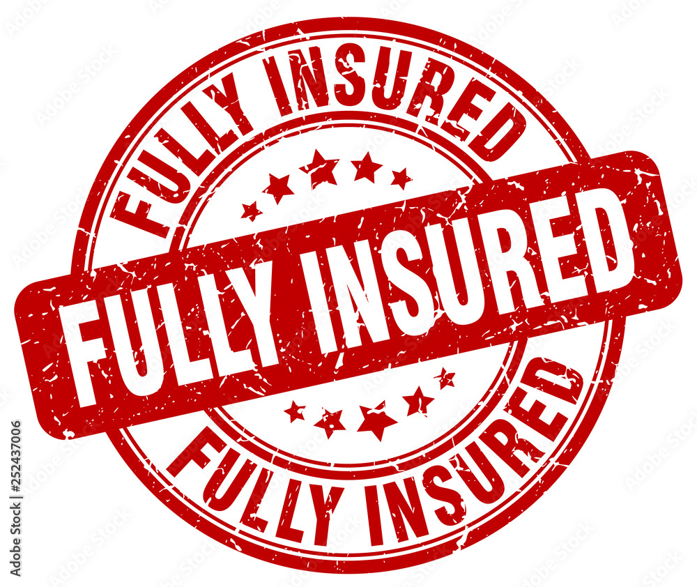 fully insured red grunge stamp fully insured red grunge stamp