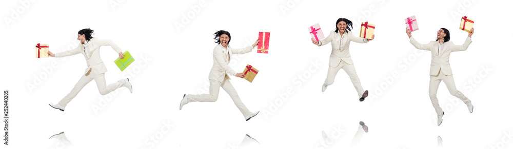 Man with giftbox isolated on white Man with giftbox isolated on white