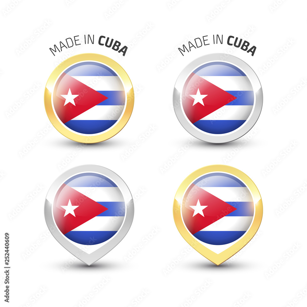 Made in Cuba - Round labels with flags Made in Cuba - Round labels with flags
