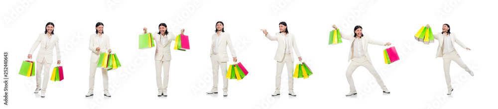 Man with shopping bags isolated on white Man with shopping bags isolated on white