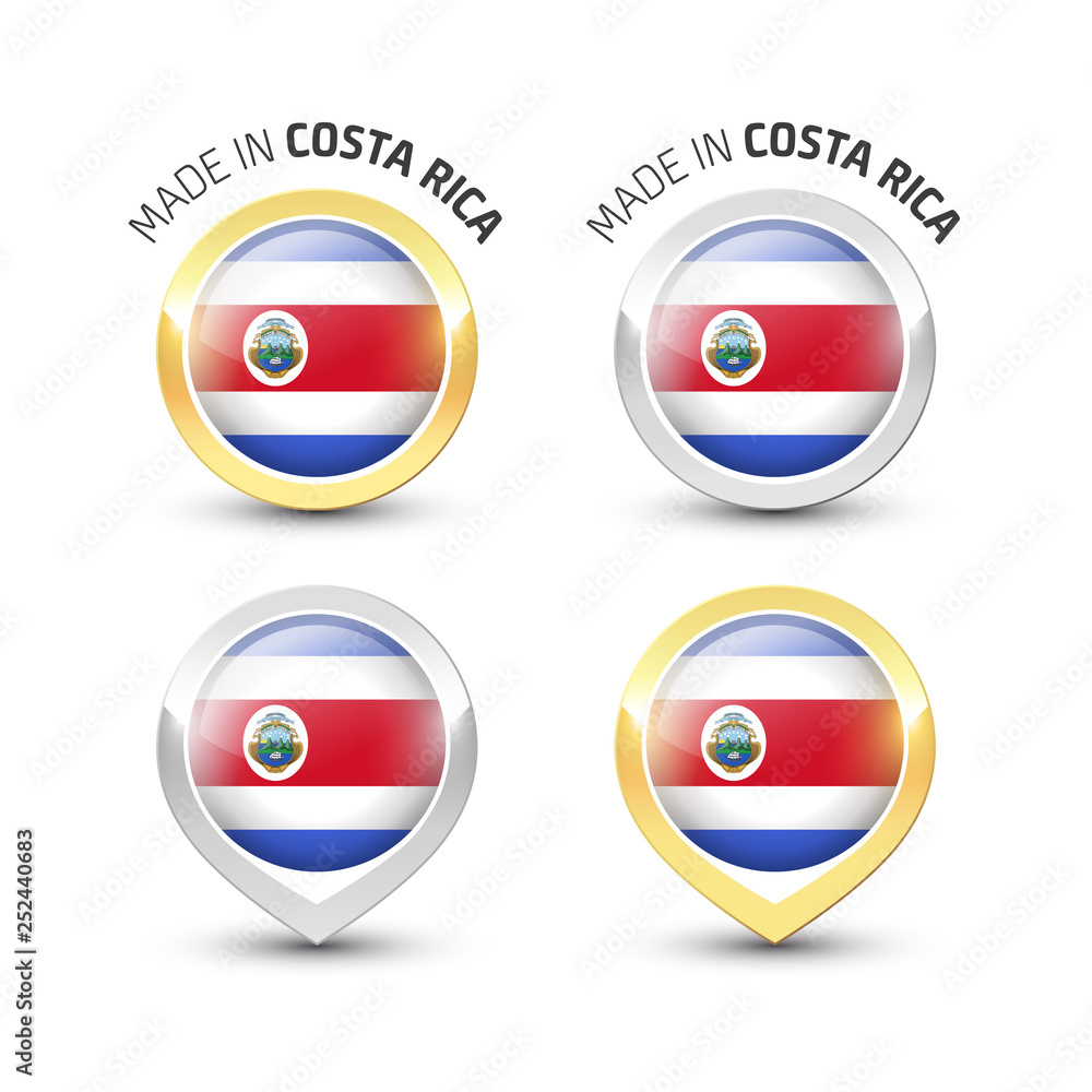 Made in Costa Rica - Round labels with flags Made in Costa Rica - Round labels with flags