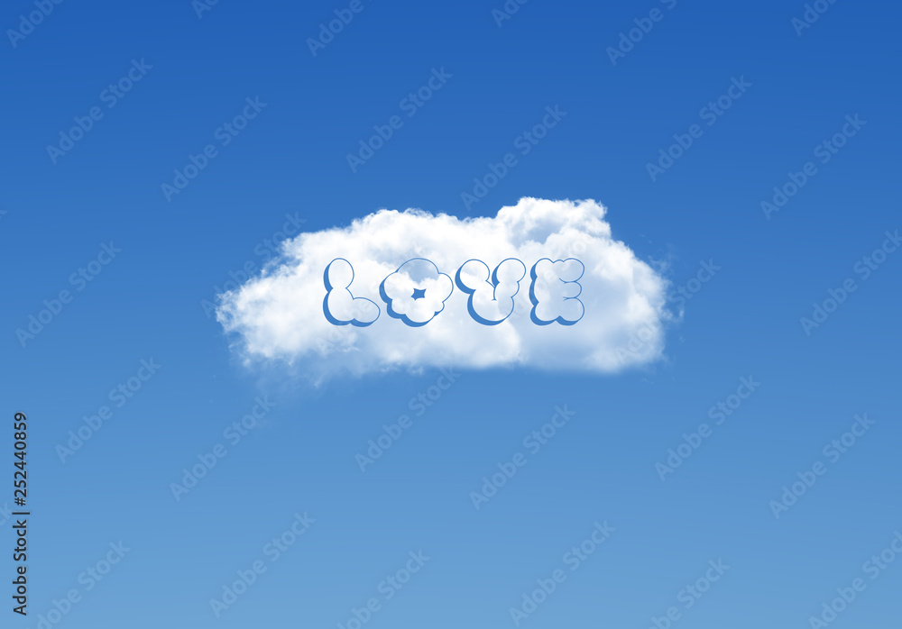 Love sngle cloud in the deep blue gradient sky, natural background Love sngle cloud in the deep blue gradient sky, natural background