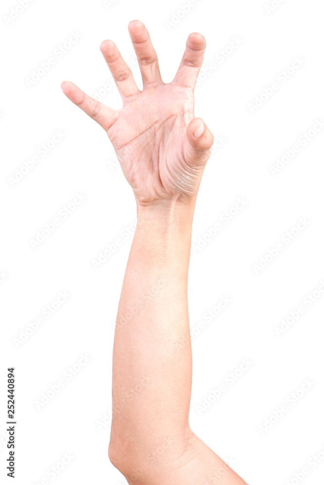 Male Caucasian hand gestures isolated over the white background, set of multiple images. ZOBIES HAND. Male Caucasian hand gestures isolated over the white background, set of multiple images. ZOBIES HAND.