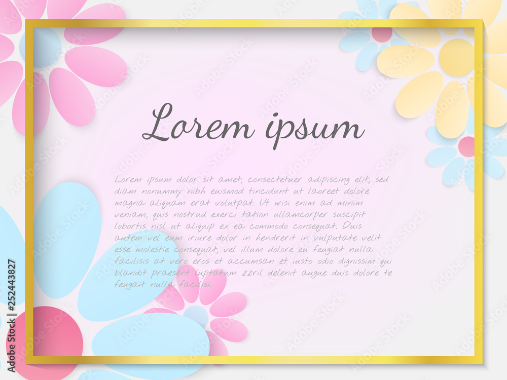 Golden frame with flowers and place for your text Golden frame with flowers and place for your text