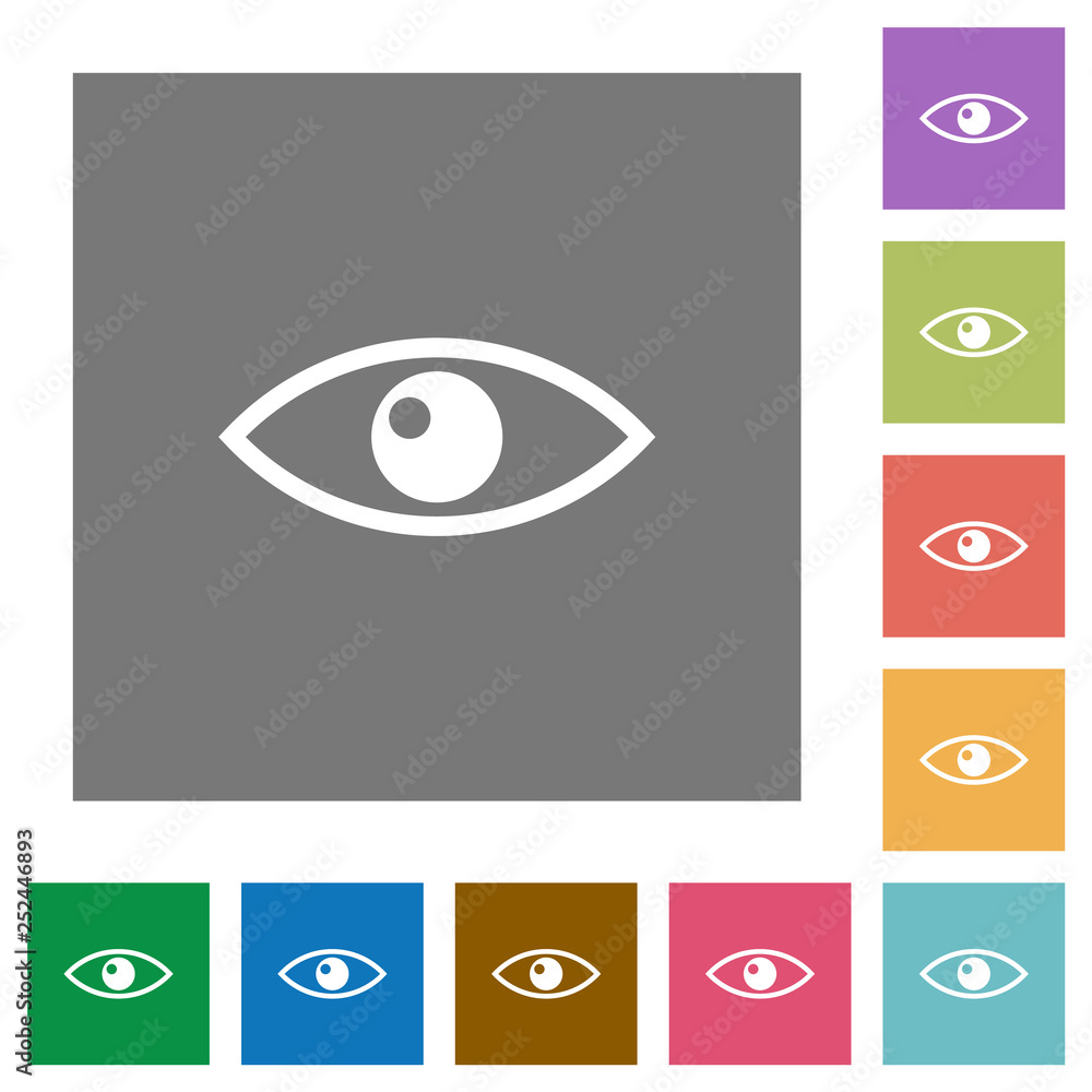 Eye square flat icons