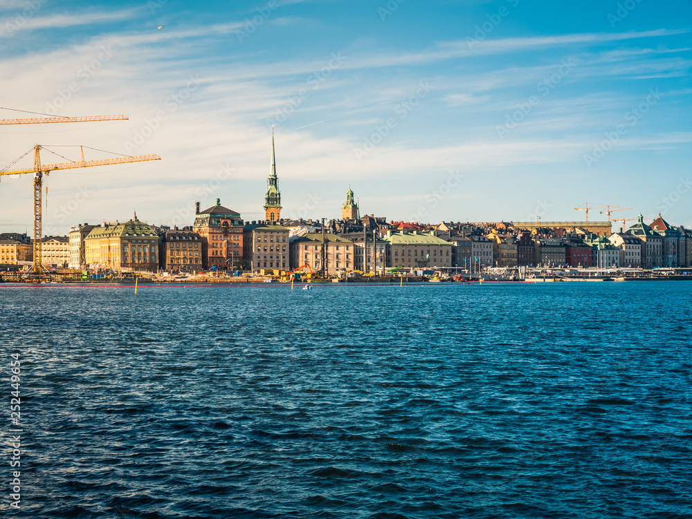 Stockholm skyline with old town in background.