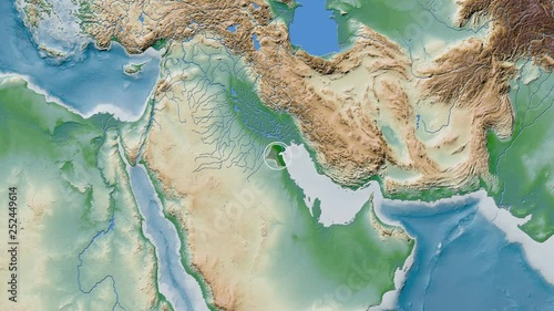 Wallpaper Mural Kuwait area presented against the global physical map in the Fahey projection with animated oblique transformation Torontodigital.ca