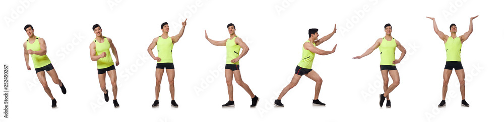 Young muscular man doing exercises Young muscular man doing exercises