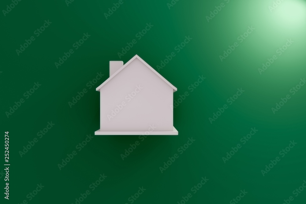 Φωτογραφία Weißes Haus-Symbol auf grünem Hintergrund – 3D-Illustration für Immobilien