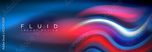 Fluid colors mixing glowing neon wave background, holographic texture