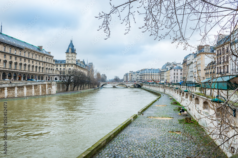Naklejka premium View of the Seine river, Paris - France