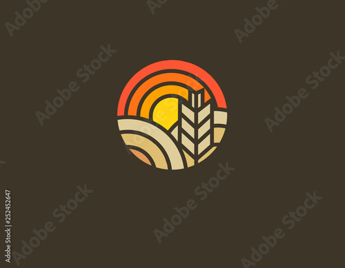 Abstract round logo sun field and ear