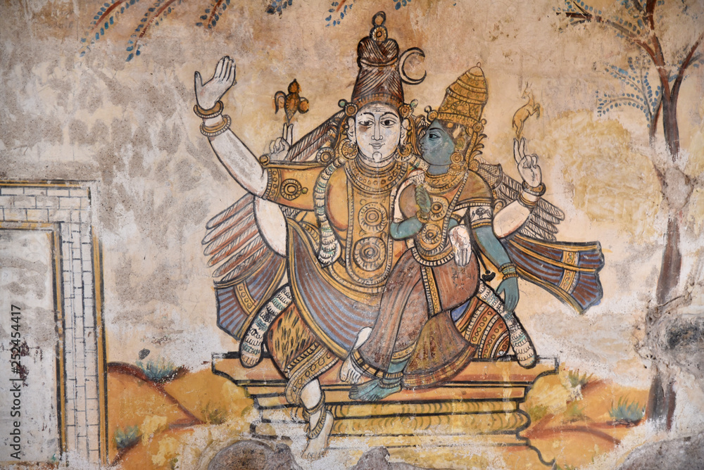 Fresque du temple de Thanjavur, Inde du Sud