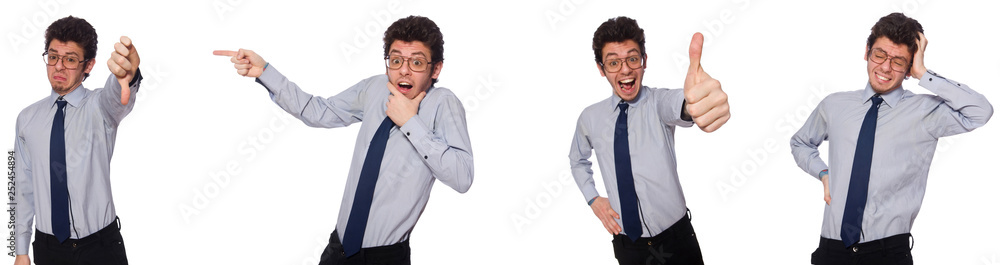 Collage with young businessman on white Collage with young businessman on white