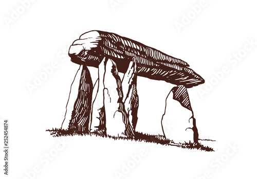 Vintage dolmen,menhir,graphical vector illustration photo