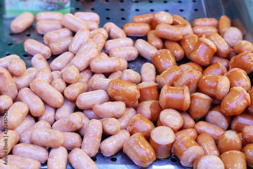 Fried sausage is delicious at street food Fried sausage is delicious at street food