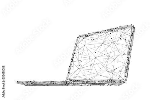 laptop low poly BW