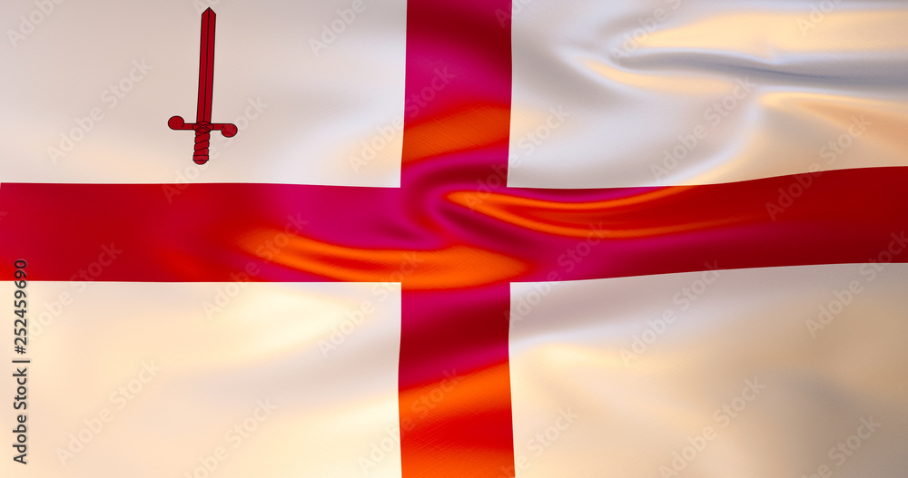 Obraz premium London flag in the wind . 3d illustration