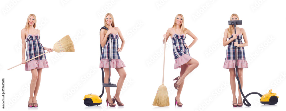 Fototapeta premium Beautiful woman in housecleaning concept