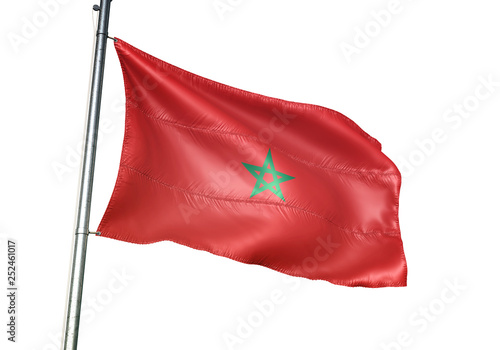 Bild auf Leinwand Morocco flag waving isolated white background 3D illustration