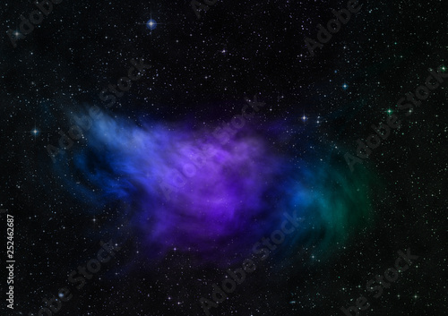 Star field in space and a nebulae. 3D rendering