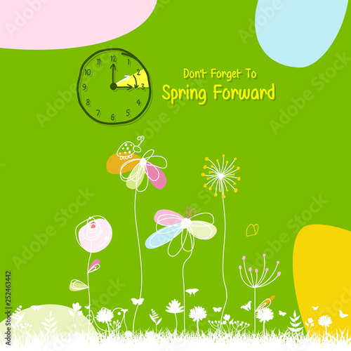 Spring Forward Banner. Daylight Saving Time Reminder - Spring Time Change.