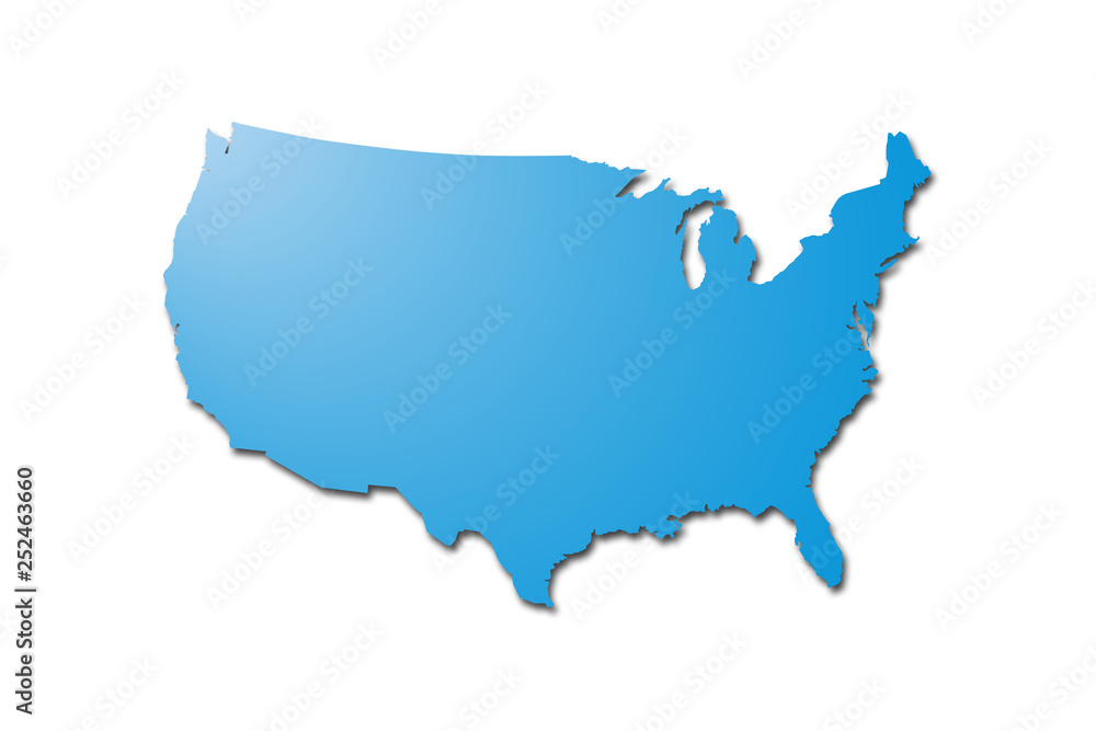 Map of the United States of America, Illustration.