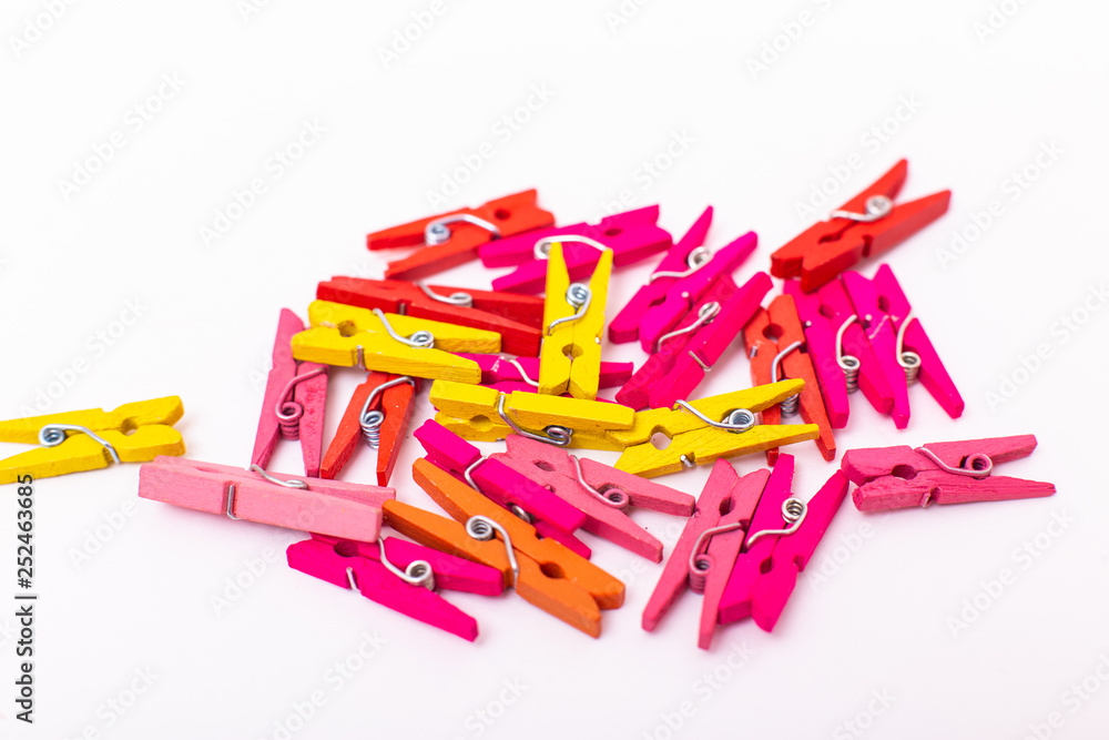 Plastis clothesspins isolated on white background Plastis clothesspins isolated on white background