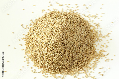 sesame Sesamum indicum or til seeds heap on white background top view