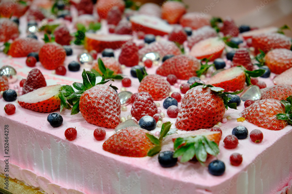 Strawberry cake Happy birthday pink color Strawberry cake Happy birthday pink color