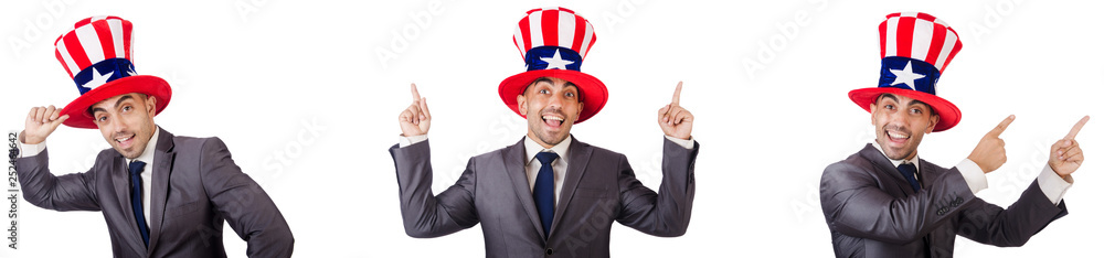 Man with american hat isolated on white Man with american hat isolated on white
